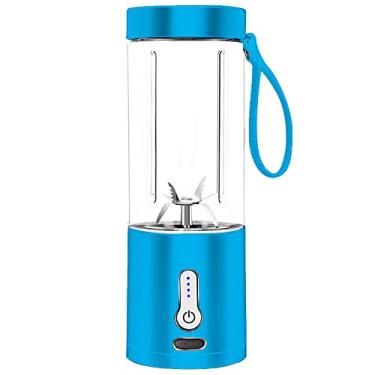 Imagem de Copo liquidificador portátil usb espremedor de frutas elétrico recarregável misturador de suco 530 ml com 6 lâminas para esportes ao ar livre viagem acampamento