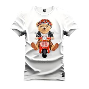 Imagem de Camiseta Unissex 100% Algodão Estampada Premium Urso Mobilet Branco G