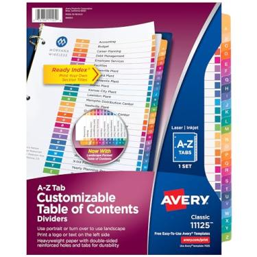 Imagem de Divisórias de á­ndice Avery Ready. 26 abas (11125). 12 Pack