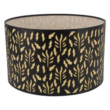 Imagem de Abajur de Metal E27/E14, Design Oco Meticulosamente Elaborado, Fácil de Instalar Abajur de Tambor de Metal para Corredores de Salas de Estar (Forro Amarelo de Grama de Água Negra)