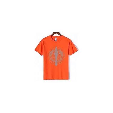 Imagem de Viking Masculino Impresso Camiseta 100% Algodão Summer Classic Camisa Rua Casual Manga Curta (Color : Orange T -shirt, Size : Small)