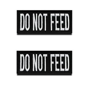 Imagem de 2 peças Do Not Feed Dog Arness/colete patch tático militar engraçado serviço cão patch gancho e laço bordado prendedor emblema - emblema de apoio de animais emocionais para cão guia de cão de serviço