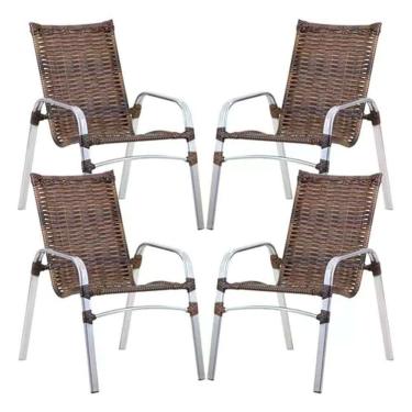 Imagem de Kit 4 Cadeiras Emily Em Alumínio E Fibra  Argila