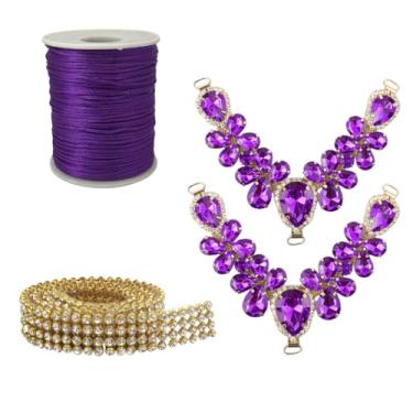 Imagem de Kit Cabedal em V Fio de Seda 1mm Manta de Strass Chinelo Decoração Design Pedrarias Estilo Customização Artesanato Chinelo Customizado