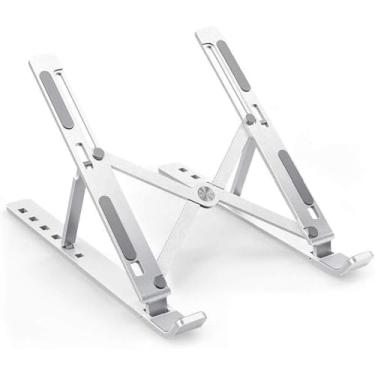 Imagem de Suporte Notebook de Alumínio - Ajustável, Portátil, Dobrável e Ergonômico Compatível Com Macbook, Ipad, Hp, Dell, Lenovo 10-17 Polegadas