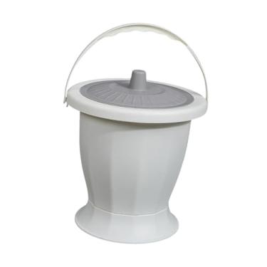 Imagem de harayaa Balde de câmara cuspidor de câmara com tampa, penico, urinol, jarro noturno para quarto, adultos, idosos, branco com anel