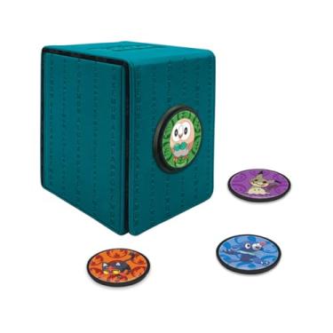 Imagem de Ultra Pro - Pokemon Alcove Click Alola: armazene 100 cartas de manga dupla com 4 emblemas temáticos de Litten, Popplio, Rowlet e Mimikyu. Personalize com emblemas de 3,8 cm de diâmetro para um toque