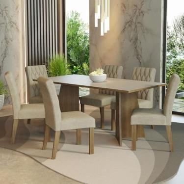 Imagem de Conjunto Sala de Jantar Mesa Tampo de Madeira 6 Cadeiras Rustic/crema/imperial Madison Madesa