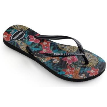 Imagem de Sandalias Havaianas Slim Tropical Havaianas Feminino Preto/Cinza Dark Metalico 41/42