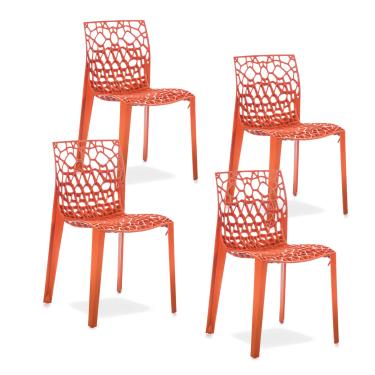 Imagem de Conjunto com 4 Cadeiras Fixas Coral Orange