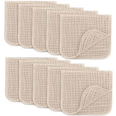 Imagem de Comfy Cubs Panos para arrotar de musselina 50,8 cm x 25,4 cm, pacote com 10 panos grandes, 6 camadas, ultra absorventes, 100% algodão para baba e bagunça, macios, seguros e delicados para bebês