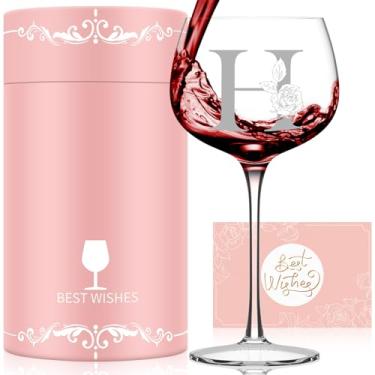 Imagem de Astonlink Taça de Vinho Personalizada Monograma A-Z, Presente para Mulheres, Aniversário, Natal, Dia das Mães, 16 Onças, Vidro, Reutilizável