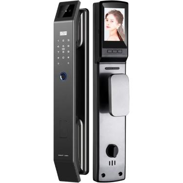 Imagem de Fechadura inteligente de porta com reconhecimento facial 3D com câmera, fechadura de porta de entrada sem chave, fechadura de impressão digital, fechaduras inteligentes para porta frontal, A