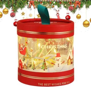 Imagem de Caixa de embalagem de doces de Natal, caixas de biscoitos de Natal - Ilumine o recipiente dos doces do Natal da caixa do favor de festa,Pequenas caixas de lembrancinhas com cordão leve, caixa de lembr