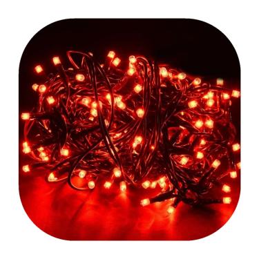 Imagem de Cordão Pisca 100 Led Prova D´água Fixo Fio Verde 10 Cores 10m Decor Natal