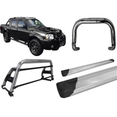 Imagem de Kit Quebra Mato Santo Antonio H2 Estribo Frontier 2007 Cromado - HOZZ