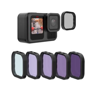 Imagem de Kit de filtro TELESIN ND&CPL para GoPro Hero 13 Preto, Pacote com 5 Filtros de lente CPL ND8 ND16 ND32 ND64, Vidro óptico HD Densidade Neutra e Kit de Filtro de Lente Polarizador Protetor de Lente