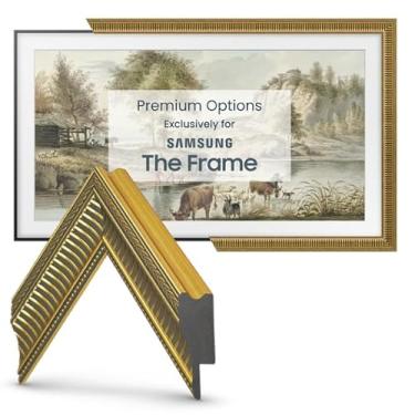 Imagem de Molduras de TV Deco – Moldura fina Empire Gold compatível apenas com Samsung The Frame TV (81.3 cm, serve para TV 2021-2025)