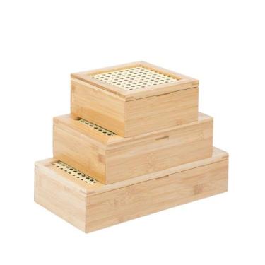 Imagem de Kit chá com caixa de bambu com palhinha 4/8 nichos 3pç-Oikos, U, UNICA