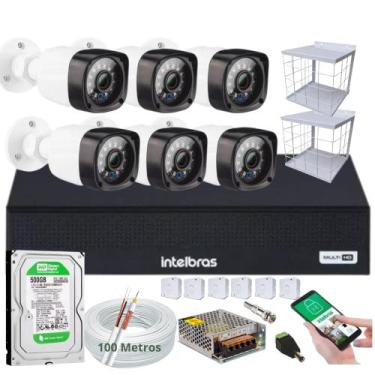 Imagem de Kit 6 Câmeras de Segurança hd Dvr 8 Ch Intelbras Full hd 500gb+ Grade 