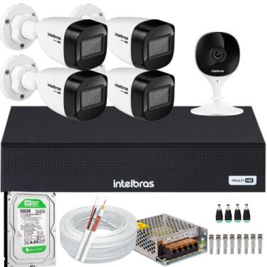 Imagem de Kit 4 Câmeras Intelbras Full Hd 1220b Dvr 4 Canais 1004c 500gb + 1 Câm
