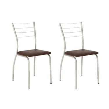 Imagem de Kit 2 Cadeiras Sala Jantar 1700 2 Un Prata - Assento Courano Cacau - C