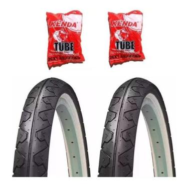 Imagem de Par Pneu Bike Kenda Retro Aro 26x1.95 Faixa Branca +2 Camara, K90