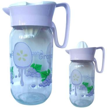 Imagem de Jarra De Vidro Para Sucos 1L Estampa Grape Com Espremedor e Tampa. - I
