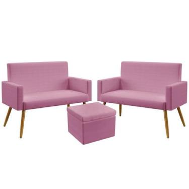 Imagem de 2 Poltronas Namoradeira Vega Almofadada Sem Rodapé Com Puff Quasar Sue