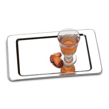 Imagem de Bandeja de Aço Inox Retangular para sevir Atina 37x23cm Brinox, Inox
