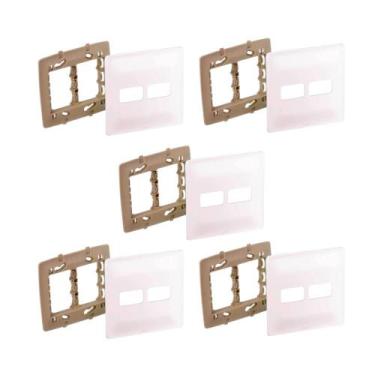 Imagem de Kit 5 Placa 4X4 P/ 2 Mod Branco C Suporte Zeffia Pial 680174 - Pial Le