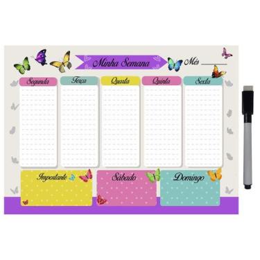 Imagem de Quadro Planejador De Metal Semanal 20X26Cm + Caneta M15 - Ideal Planne