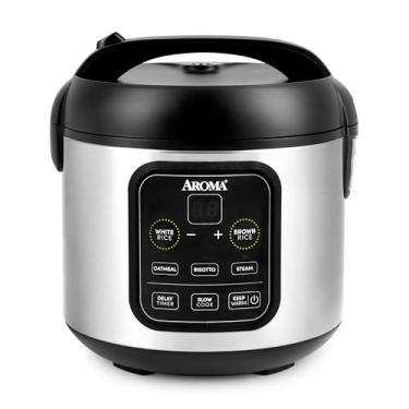 Imagem de Aroma Housewares ARC-994SB 2O2O Panela de Arroz e Grãos, Cozimento Lento, Vapor, Aveia, Risotto, 8 xícaras cozidas/4 xícaras crus/2Qt, Aço Inoxidável