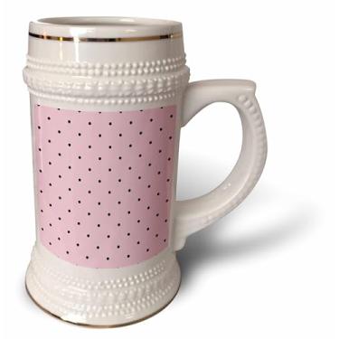 Imagem de 3dRose Bolinhas pretas e rosa chiques - Caneca Stein, 510 g, 623 g, branca