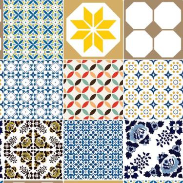 Imagem de  Papel De Parede Adesivo Vinil Azulejo 10 Retrô Cores 3,05m - DecoraPl