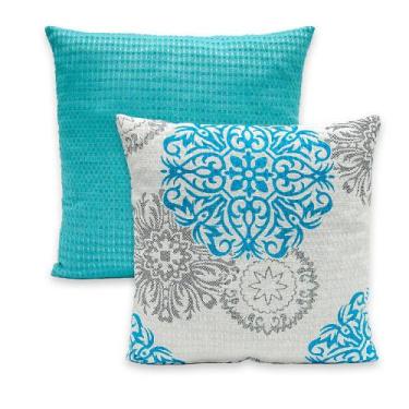 Imagem de Kit 2 Capas de Almofadas PIQUET Favinho Lisa e Estampada 40x40 C/ Zípe