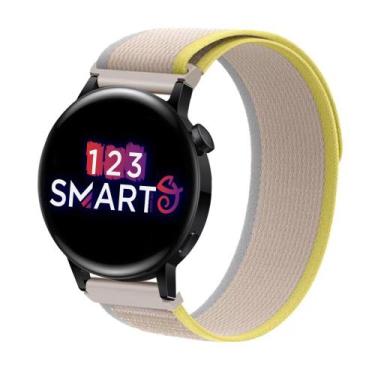 Imagem de Pulseira Nylon Nova para GT2 42mm e GT3 42mm - Bege com Amarelo - 123S