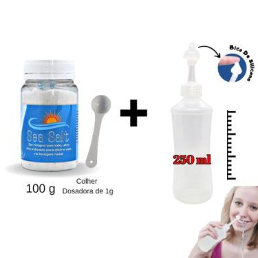Imagem de Kit Sal De Lavagem Nasal 100g + Dispositivo Nasal Bico Reto - Ecommerc