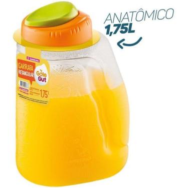 Imagem de Garrafa Gole Gut Retangular Plástico Água Geladeira 1,75l Versátil  - 