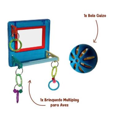 Imagem de Brinquedo Multiplay Diversão Playground c/ Poleiro Espelho Bird Toy + 
