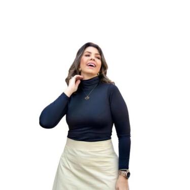 Imagem de Blusa Feminina Cacharrel Gola Alta Segunda Pele Suplex Flanelada Até P
