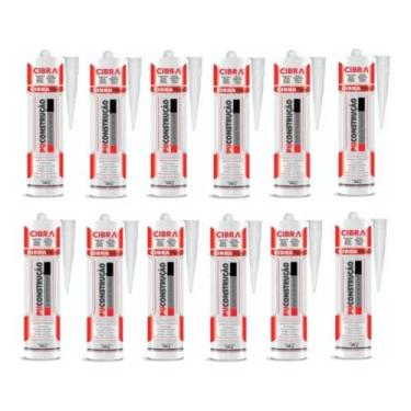 Imagem de 12 Cola Selante Poliuretano Cibra Pu Construção 400g Preto - Cibra Sel