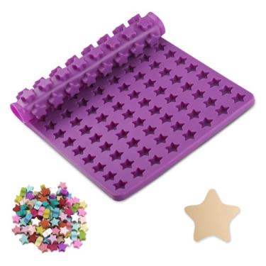 Imagem de 112 moldes de silicone mini estrela cavidade minúscula molde de bala de chocolate molde divertido para treinamento de cães caseiros, gomas, doces, gotas de chocolate, biscoitos (roxo)