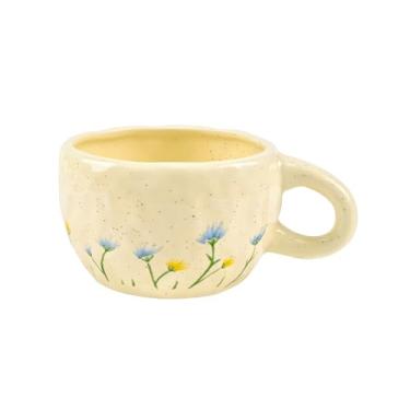 Imagem de Denovin Caneca de café de cerâmica, copo de frutas de flor criativa para mulheres amigas, canecas de café fofas de 250 ml para chá com leite com leite (margarida fresca)