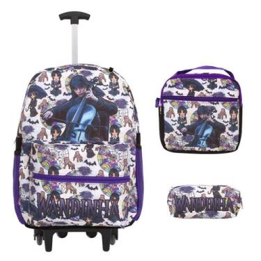 Imagem de Kit Mochila Infantil Rodinhas Wandinha Reforçada Envio 24hrs - Toys 2U