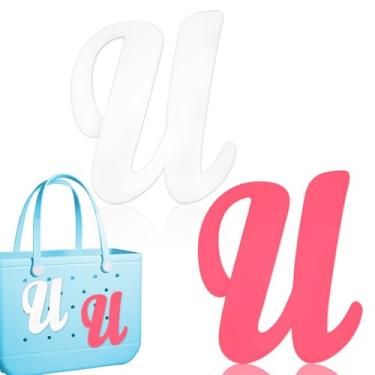 Imagem de Blinket Berloques decorativos com letras do alfabeto compatíveis com bolsa Bogg | Berloques compatíveis com a bolsa Bogg - Letras 3D brancas e rosa, acessórios elegantes do alfabeto, inclui letras