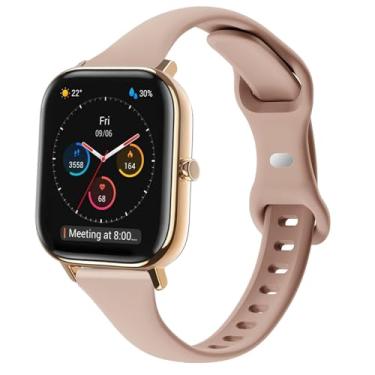 Imagem de TUCOMO Pulseiras de relógio finas de silicone compatíveis com Amazfit Active 2/GTR Mini/GTS 4/4 Mini/3/2/2 Mini/2e/GTS, pulseira esportiva fina e estreita para Amazfit Bip/3 Pro/U Pro