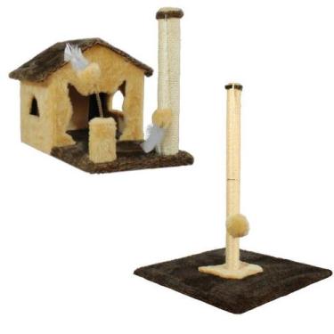 Imagem de Arranhador Para Gatos Com Sisal Poste G - Miupet , CHOCOLATE / BEGE