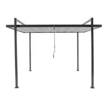 Imagem de Pergolado Alumínio Cinza Cobertura Retrátil - 257x308x350cm - Naterial