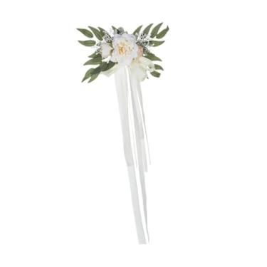 Imagem de MYCENSE Decorações de Cadeira de Corredor de Casamento Pew Flor Flores Artificiais Cadeira Decorativa Volta Flores para Festa Pano de Fundo Banquetes Eventos, Branco, Tamanho real